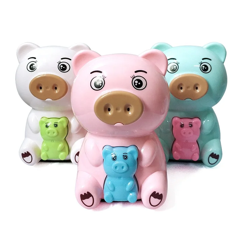 Школьная детская пластиковая большая точилка для карандашей в форме розовой свиньи