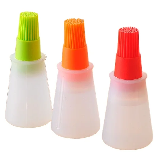 silicon Straight brush with lid utensils kitchenware Graduated brush mutfak esyalari Oil can brush
