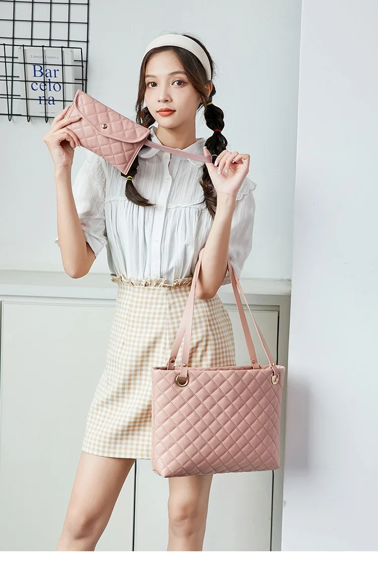 Wholesale Female Bag Korean Version Embroidered Rhomboid Single Shoulder Bag New Large Capacity womens leather tote bag