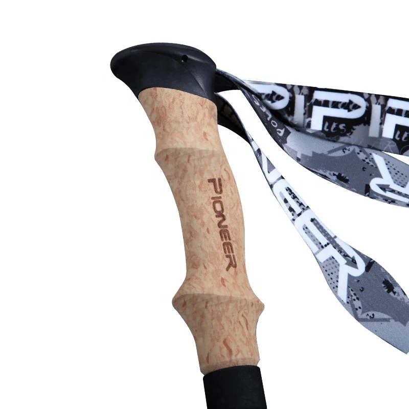 High Quality Alpenstock Telescopic Ultra Light 99% Carbon Fiber Trekking Poles Walking Hiking Sticks With Cork Handle