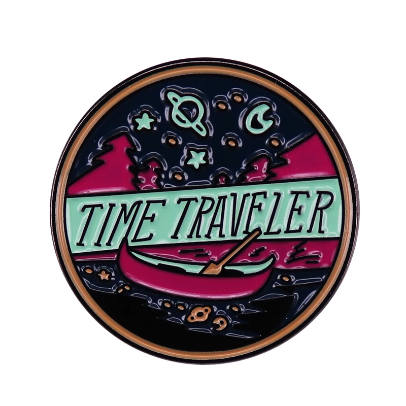 Time Traveler Lapel Pin Sci fi Space Brooch Great Gift for Adventure Friends