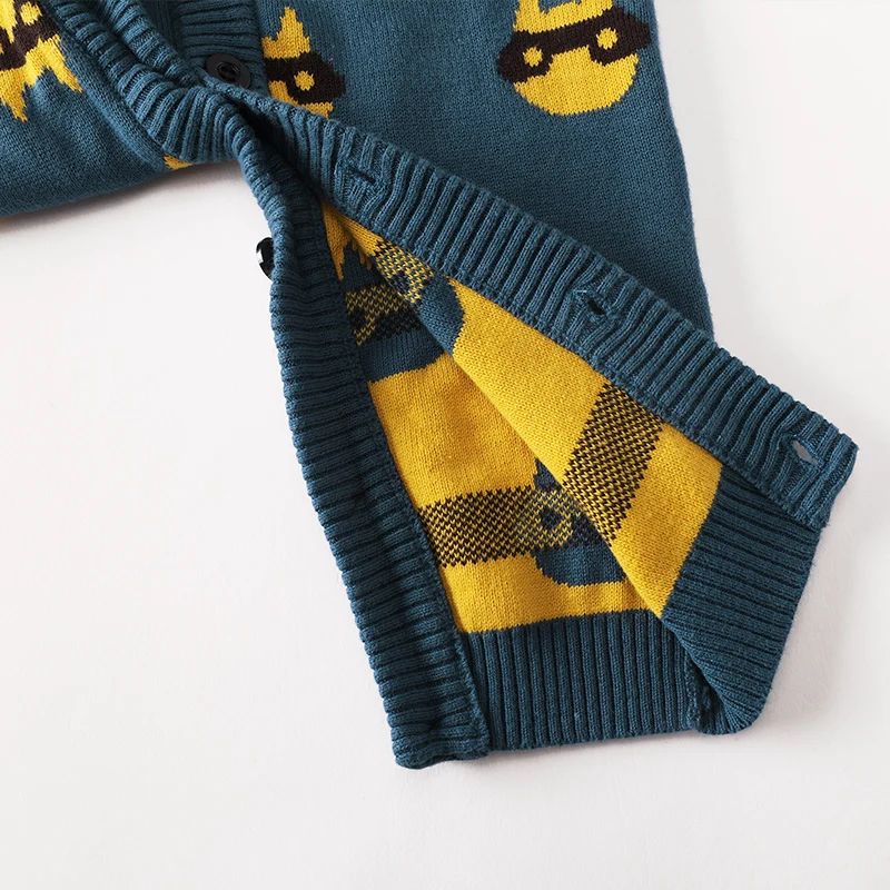 Cartoon Pattern Custom OEM ODM Autumn/Winter Newborn Baby Knit Sweater Infant Knitted Kimono Sweater Romper Kids Boy Bodysuit