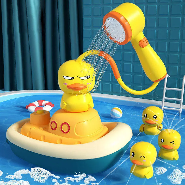 Hot selling Little Yellow Duck Electric Shower Toy Baby Shower Toy Summer Electric Duck Baby Shower Toy