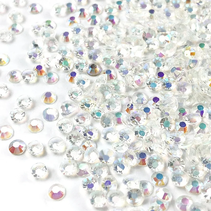 Bulk Package 2mm 3mm 4mm 5mm 6mm Transparent AB Crystals Flatback Strass Round Resin Rhinestones For Dress