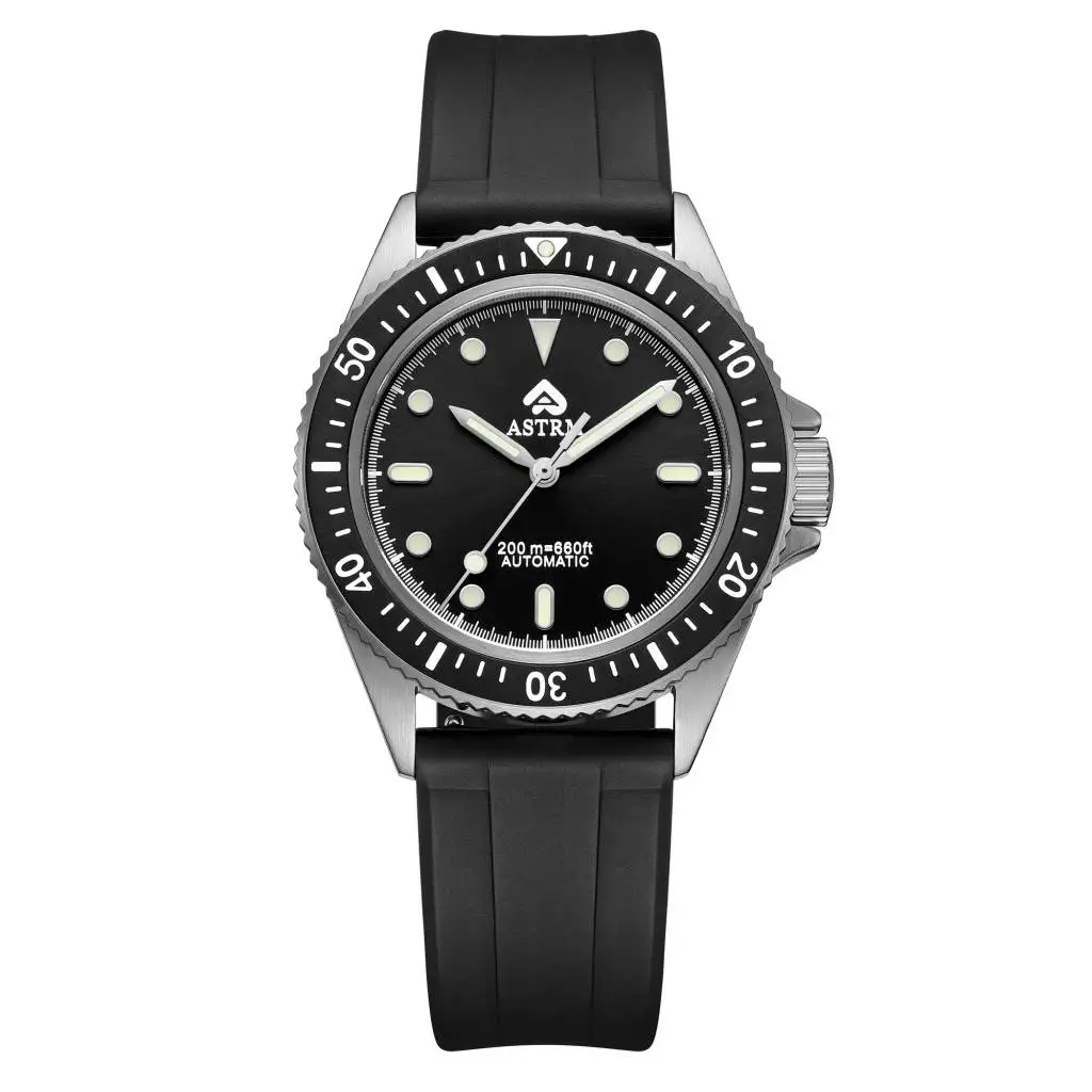 High quality stainless steel bezel  luminous effect 20 atm waterproof window back men mechanical stainless steel Watch