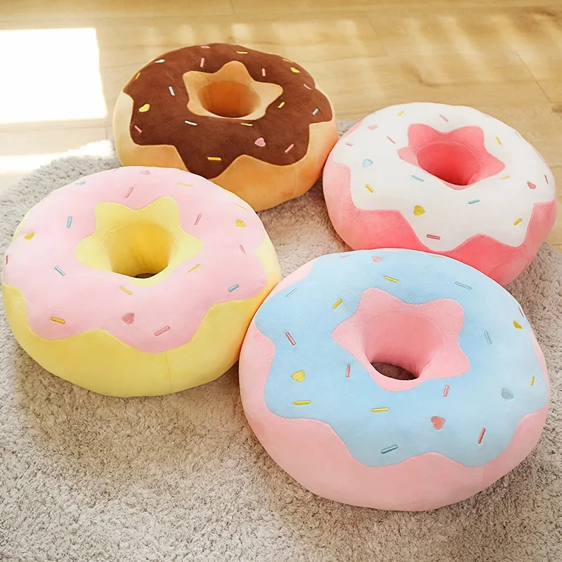Donut Plush Pillow Like Real Fantastic Ring Shaped Food Plush Soft Creative Seat Cushion Head Pillow Christmas Gift
