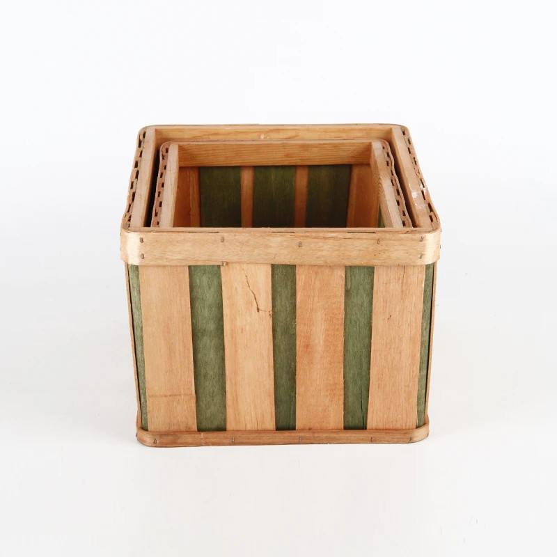 Decorative Woven rect. woodchip Desk storage basket box for books toy clothes storage