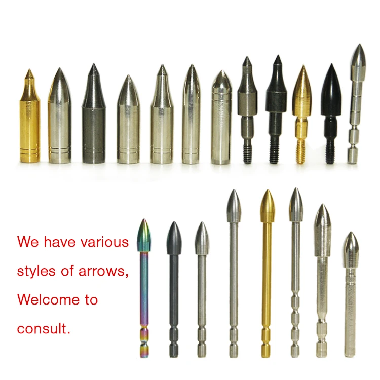 6.2mm shaft 100gr Steel arrowhead archery Black nickel Field screw in arrow points,