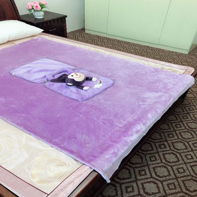 Cartoon flannel fleece pillow blanket that folds into pillow