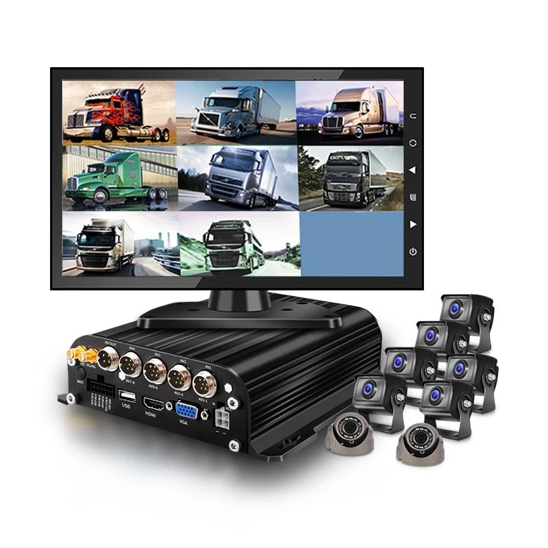 Car Black Box 2TB HDD Plus 128G SD 8CH MDVR For Heavy Duty Vehicle Mobile DVR 4G With Night Vision Car Camera