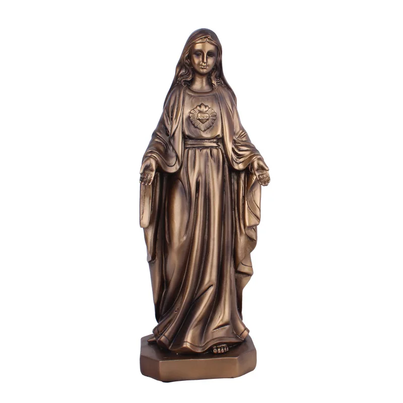 Home Desktop Decoration Small Size Casting Brass Opening Hands Virgin Mary Statue