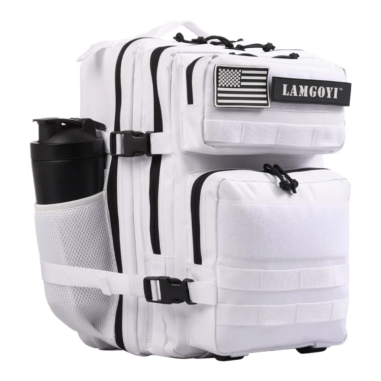 Custom mini white outdoor travel backpack gym bodybuilding athletic backpack with water bottle