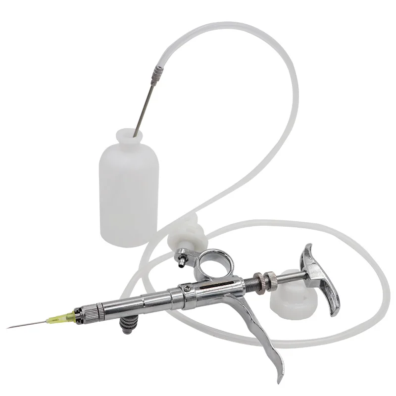Multifunction Veterinary stainless steel 2ml & 5ml animal injector syringe with bottle holder for poultry