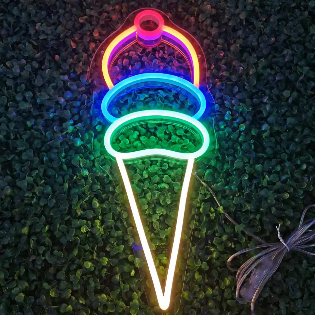 Red Customize Wall Light Ice Cream Cone Led Flex Cool Signs For Room Neon Sign