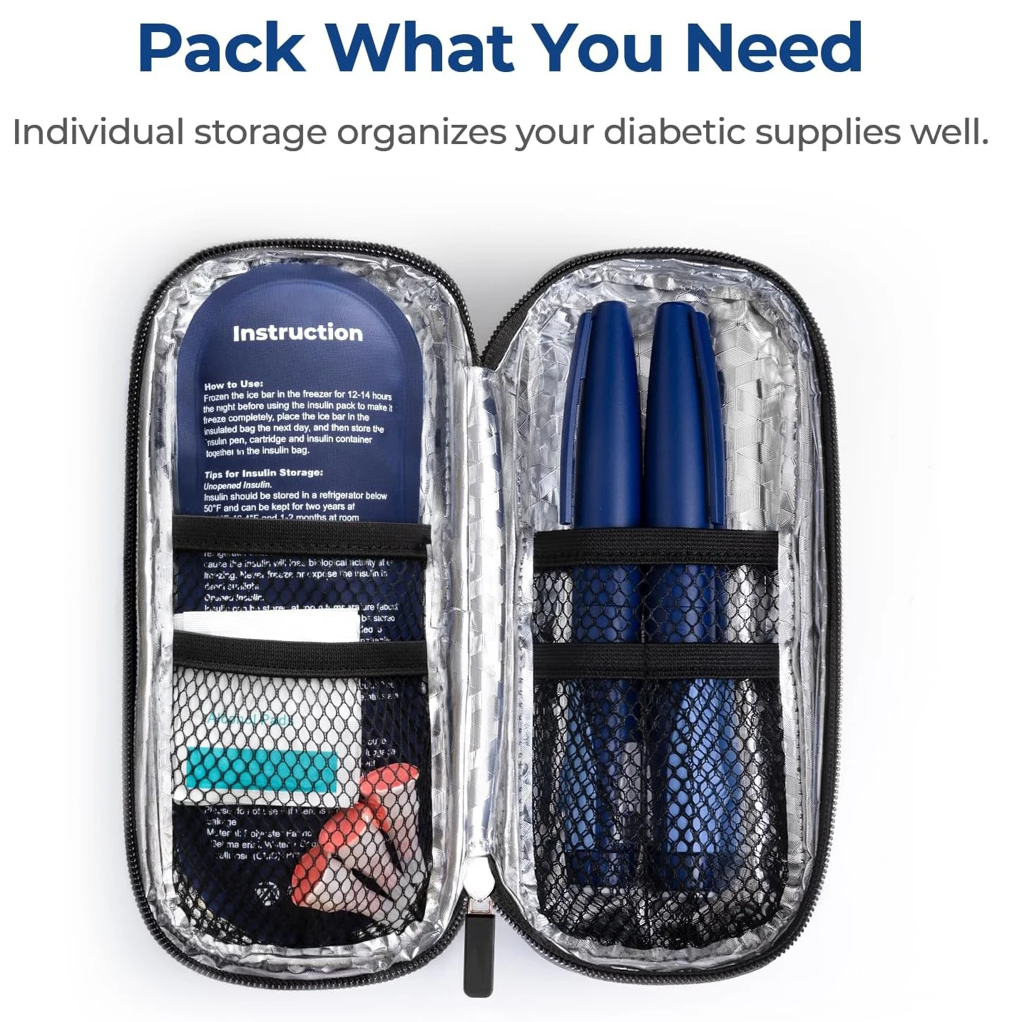 Diabetic Medication Insulated Cooling Bag Insulin Pen Cooler Travel Case with TSA Approved Ice Packs