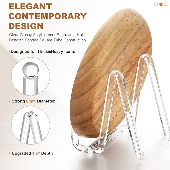 2 Pack 3 Inches Clear Acrylic Square Display Rack Plate Stands Picture Frame Stand Holder Easel Book Decorative Plate Plaque