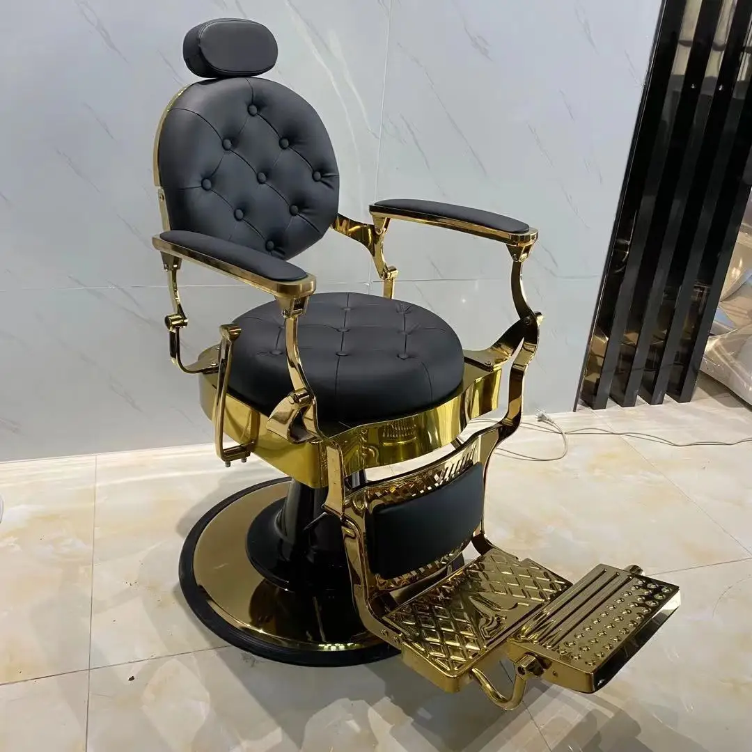 Wholesale Barber Chair ready to ship black and gold salon chair furniture hairdressing barber chair