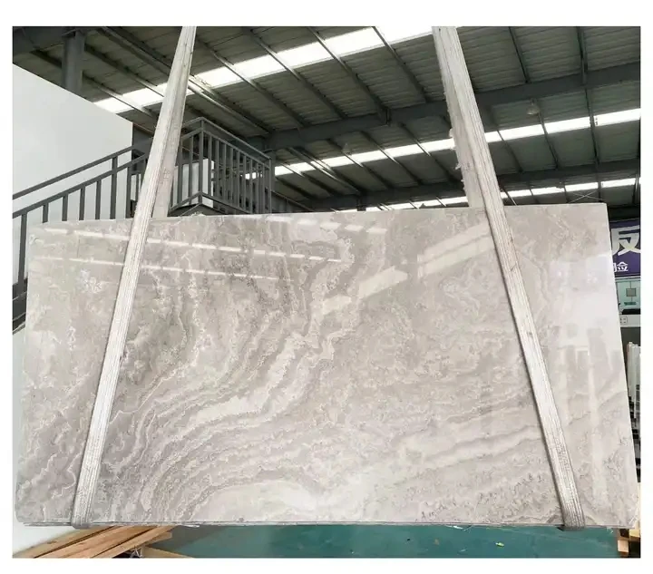 Wholesale Natural Stone White Serperggiante Marble Slab White Wooden Grain Marble Wood Design Marble