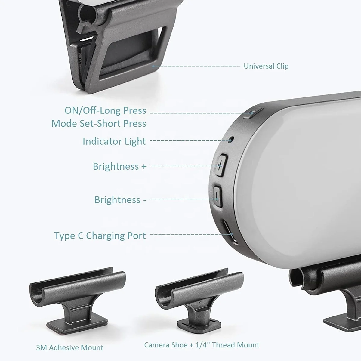 Светодиодное освещение для видеоконференций 3000 К 6000 К 5 Вт с батарейным питанием, с регулируемой яркостью, подсветкой для камеры с зумом для удаленной работы и видео