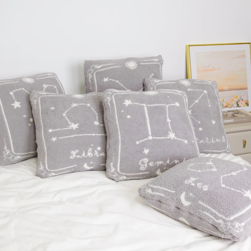 Square feather knit home decorative throw pillows cases cushion cover for adult sofa floor with insert