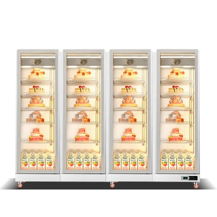 Refrigeration Equipment Four Glass Doors Cake Display Showcase Refrigerator