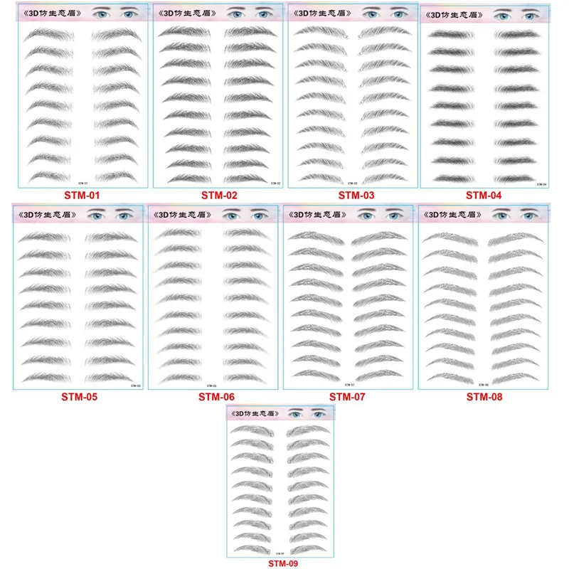 MP041 Semi-Permanent Water Transfer Eyebrows Waterproof Eyebrow Tattoo Sticker Long Lasting Natural Fake Eyebrow Lamination