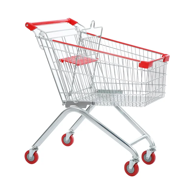 Euro type Supermarket Shopping Hand Push Trolley Metal Supermarket Trolley Cart