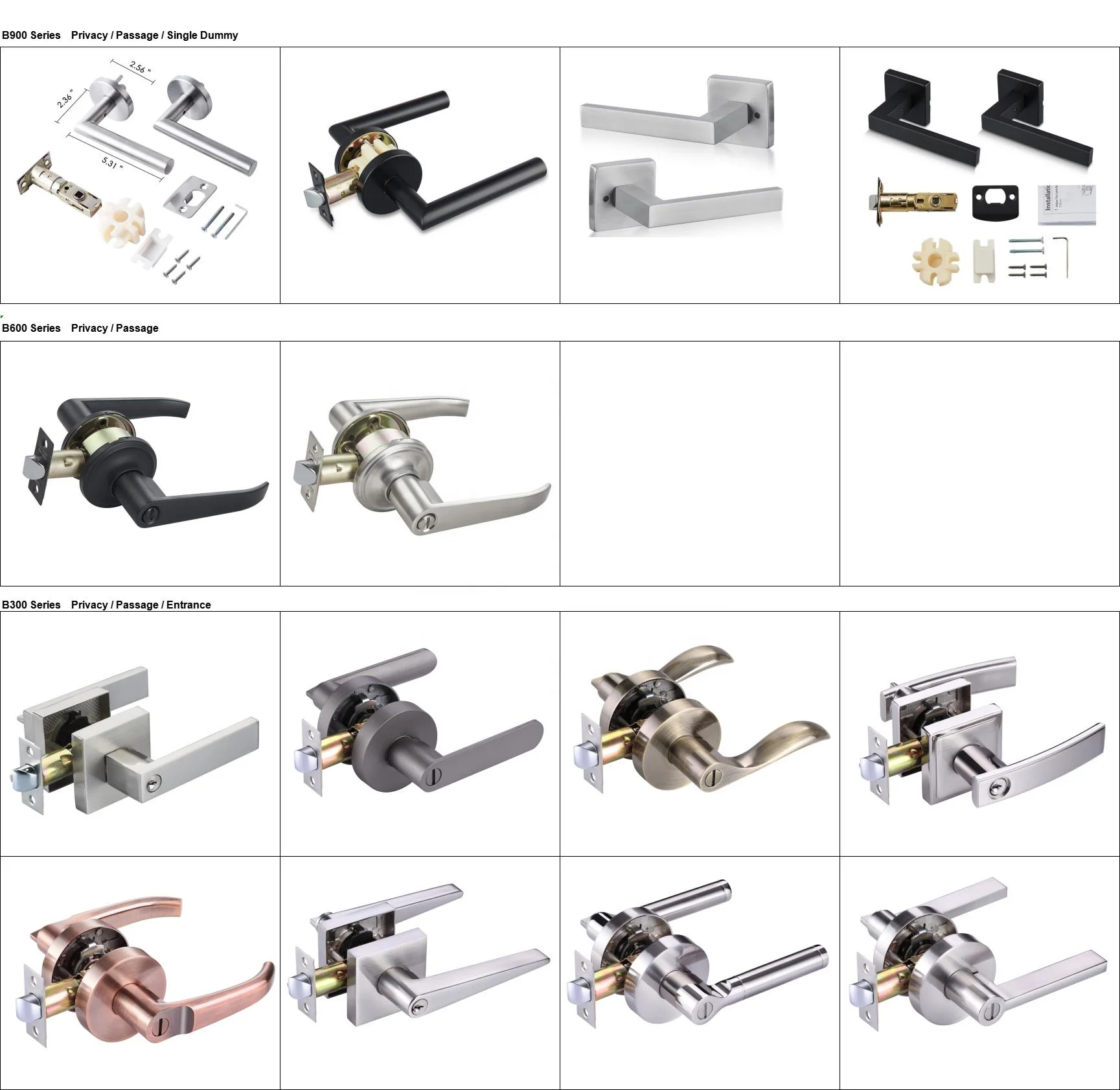 KEYMAN Satin Nickel Door Handle Lock Heavy Duty Tubular Lock set Door Lever Handle for Bathroom Entrance Tubular Lock