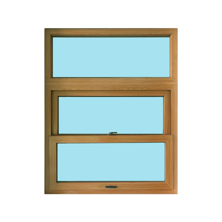 PVC wooden awning windows Euro Frosted Glass Awning Window With louver curtain with flyscreen