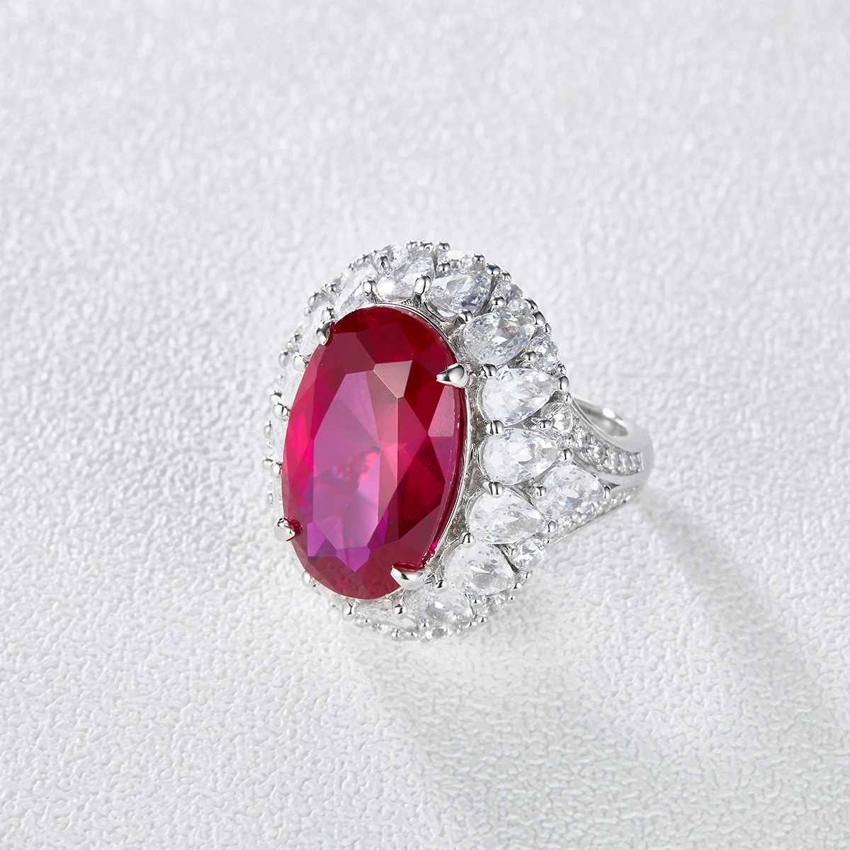 Ruby Jewelry 925 Jewellery Rings Plated Wedding Couple Ring Set Trendy Gemstone Rings Gold Sterling Silver White Oval Cut 10.4