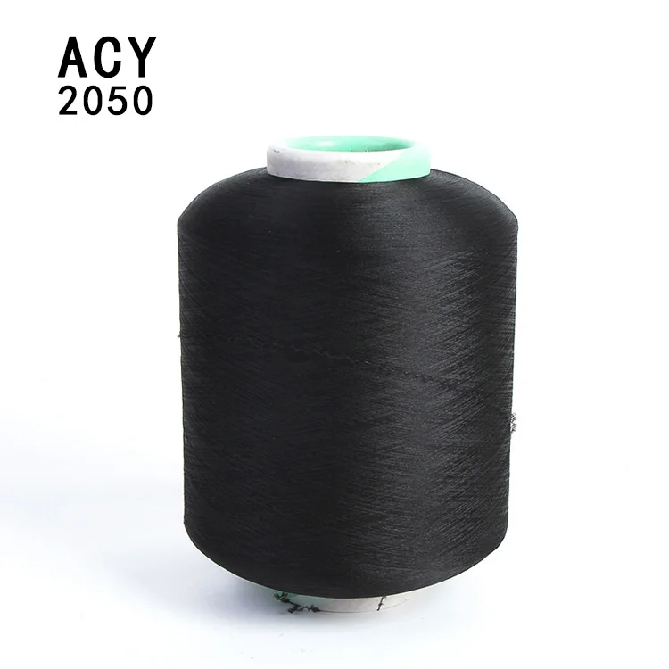 ACY 2050 black high elastic lycra covered 50D polyester 20D spandex air cover yarn for socks knit fabric