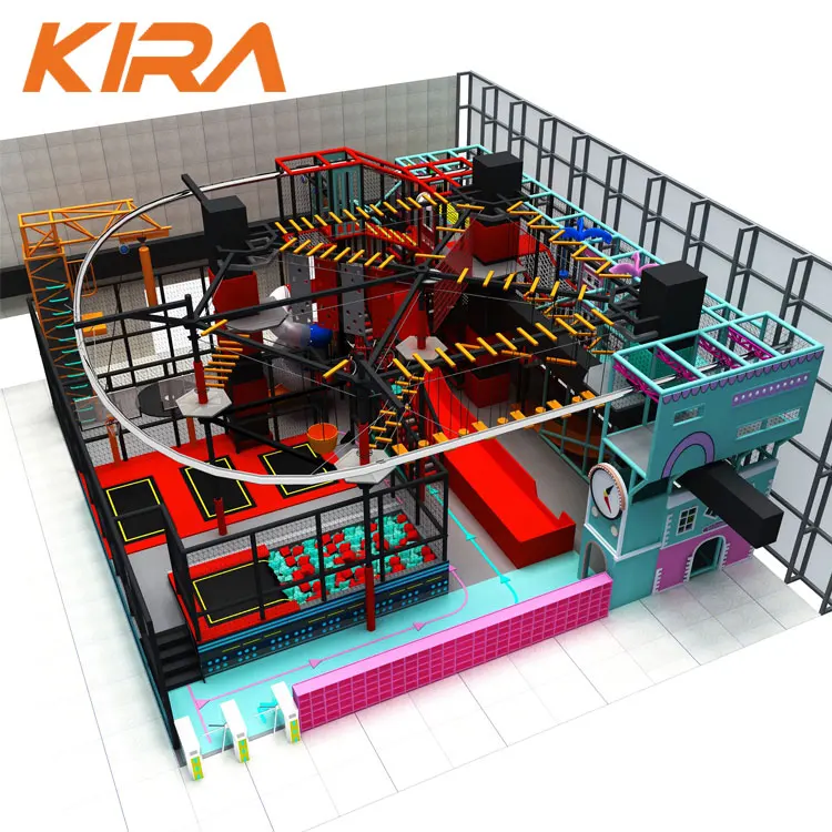 Adventure Park Manufacturer Customized Indoor Playground Equipment With Ropes Course,Trampoline Park,Climbing Facility