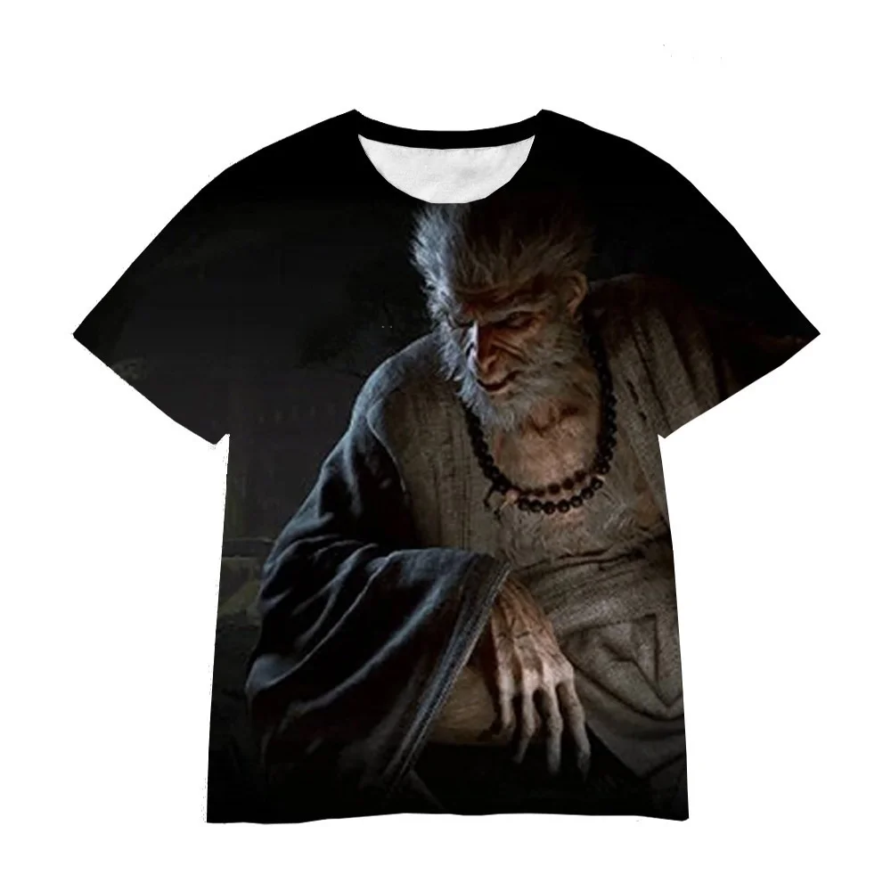 New black myth Wukong cartoon game 3D digital printing loose casual T-shirt