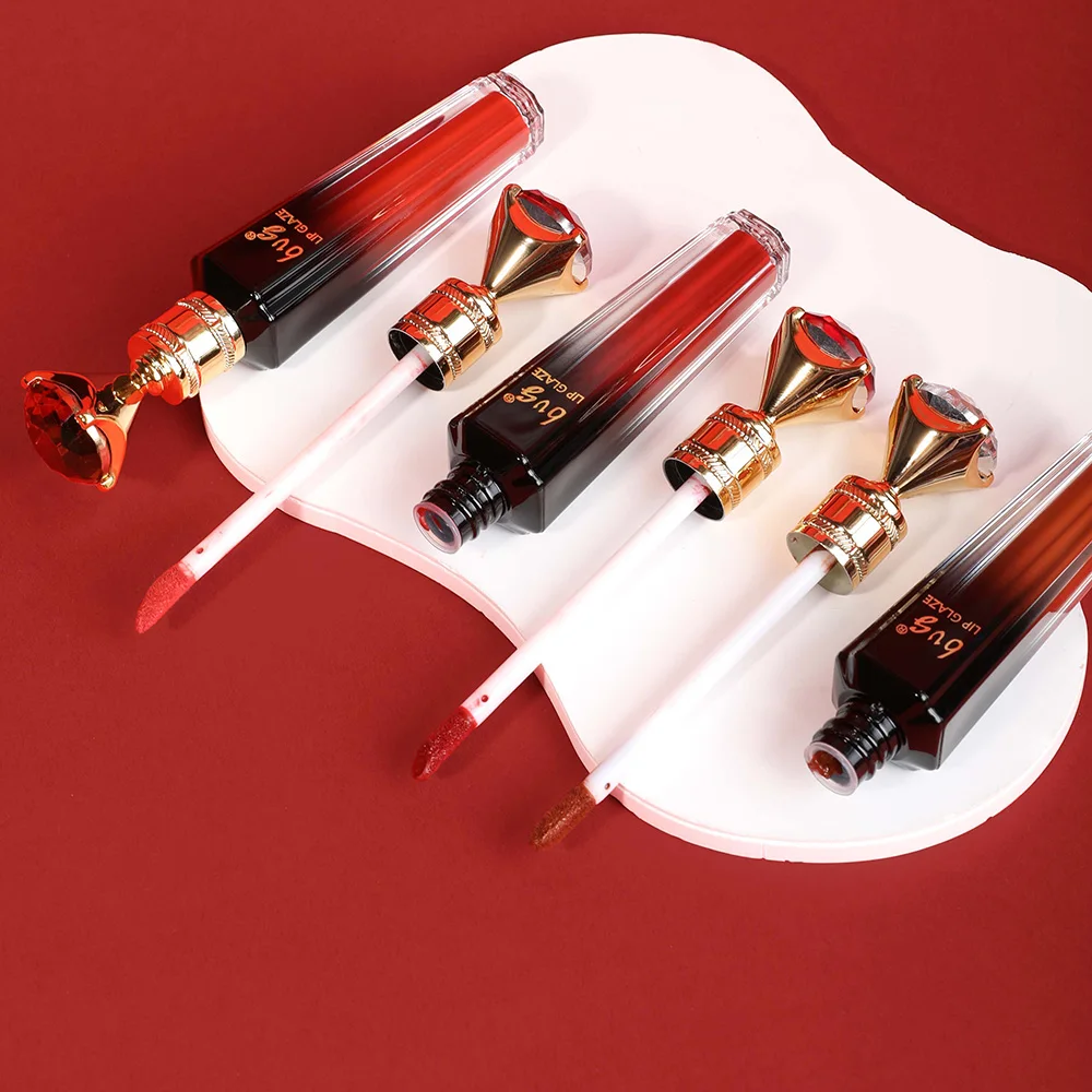 6 Colors Waterproof Long Lasting Nude Matte Liquid Lipstick Non-Stick Cup Sexy Red Lip Tint With luxury Diamond Wand