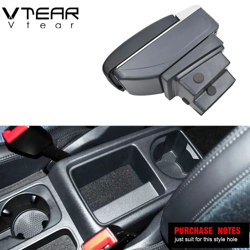 Vtear For VW Tiguan armrest USB Charging heighten Double layer storage box central Store content arm rest car accessories 09-17