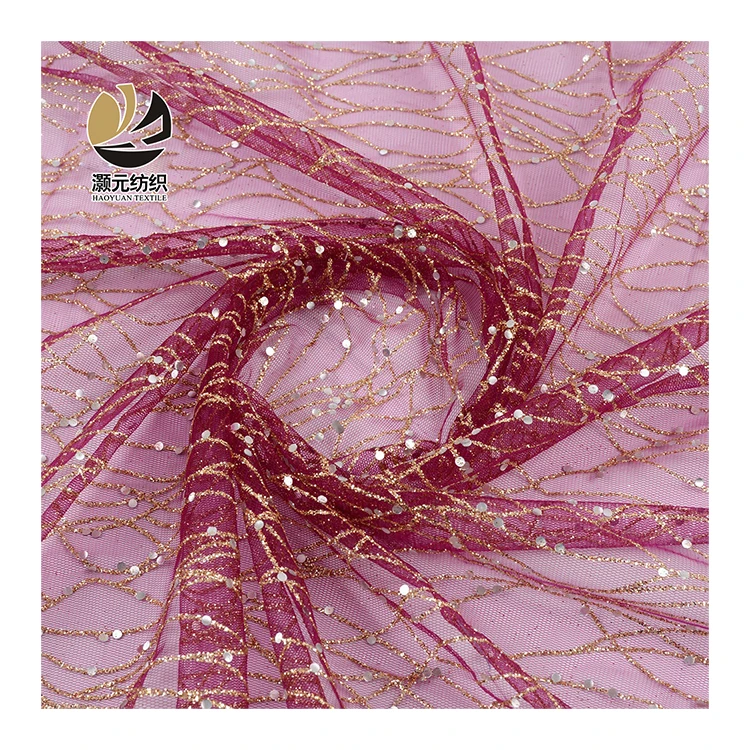 Блестки декоративные высококачественные бронзовые блестящие 30d нейлон тюль сетчатая ткань рулон с золотой нитью