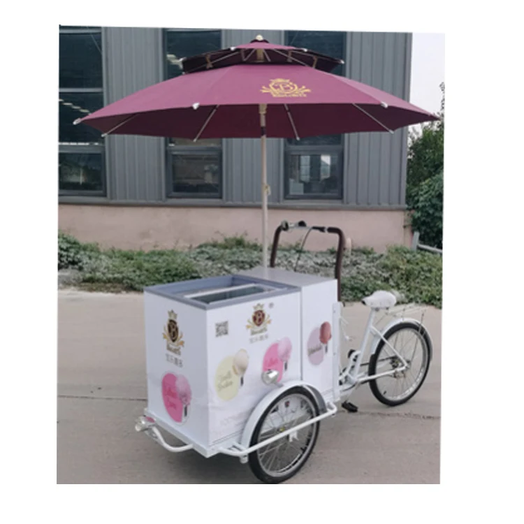 Mobile three wheel  ice cream cargo bike bicycle cart for sale