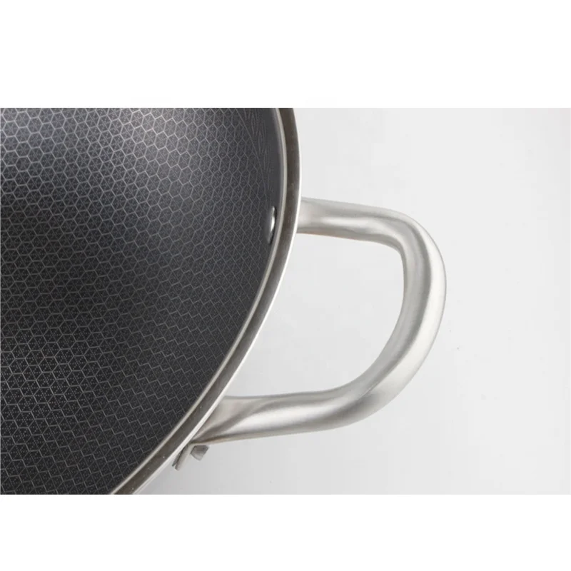 2022Southeast Asia hot selling honeycomb frying pan stainless steel 304 kitchenware frying pan 34cm non stick pan