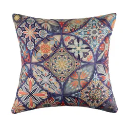 Custom Decorative Printed Linen Polyester Plush Square Throw Pillow Case Bohemia Couch Floor Cushion Covers  Pillow Cases