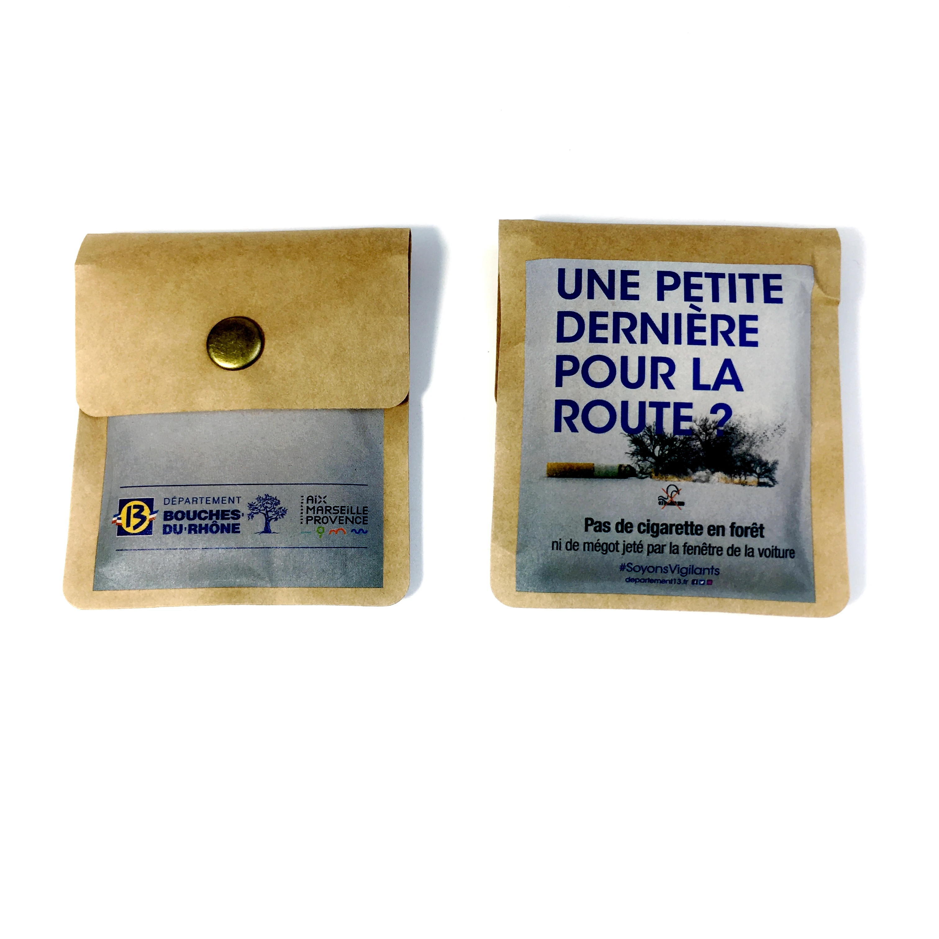 custom logo cigarette recycle kraft paper square mini smell proof eco friendly pocket portable ashtray pouch ashtray bag