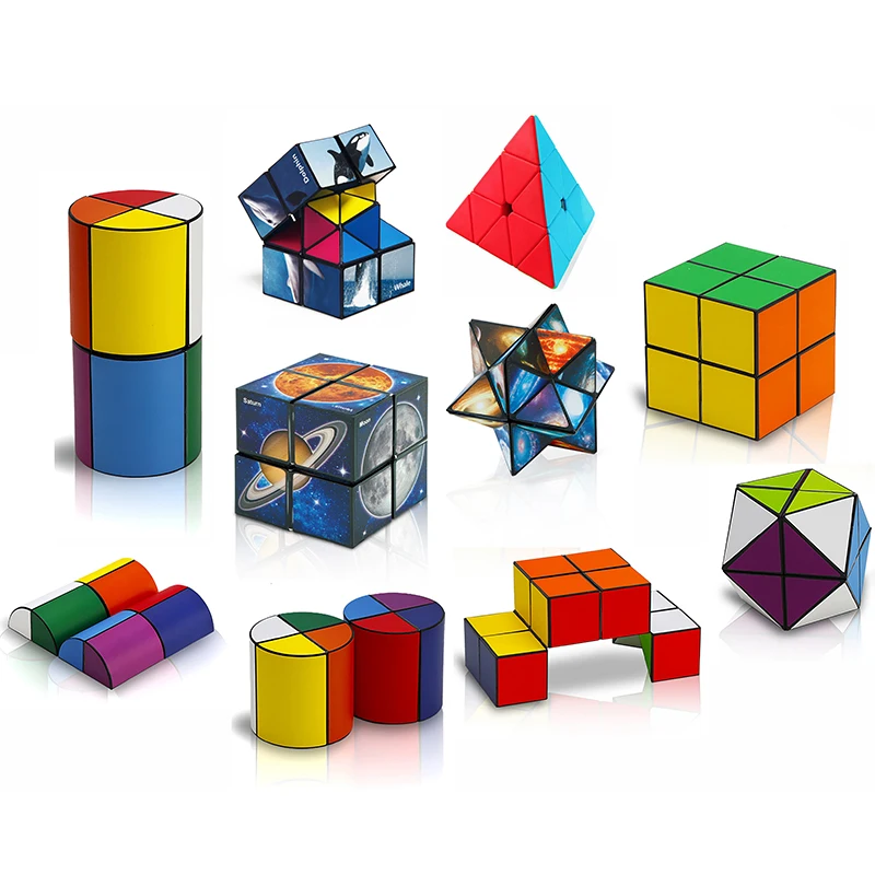 cylindrical foldable magnetic magic cube puzzle toy  hot selling custom logo photo magic cube decompression toys for gift