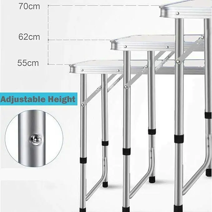 Hitree Outdoor Portable Lightweight MDF 1.2m Long 3 Heights Adjustable Picnic Camping Folding Aluminum Table