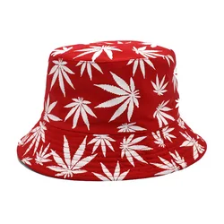Fashion Cotton Travel Beach Sun Caps Toronto Maple Leaf Printed Fisherman Hat Unisex Double Side Reversible Weed Leaf Bucket Hat