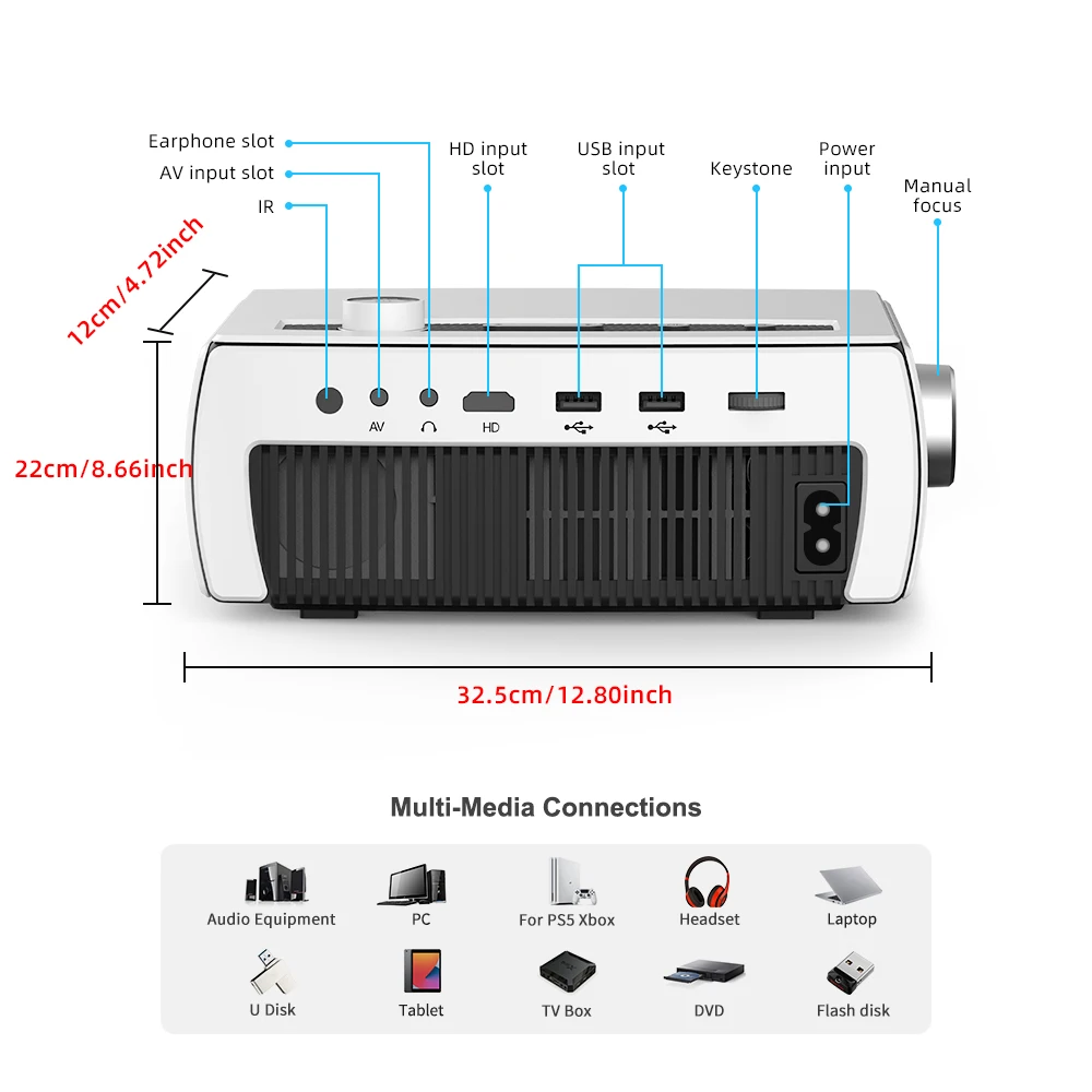 [New Design 1080P Portable beamer] Multimedia Version Native 1080P Full HD LED LCD Home Cinema Video Portable Projector