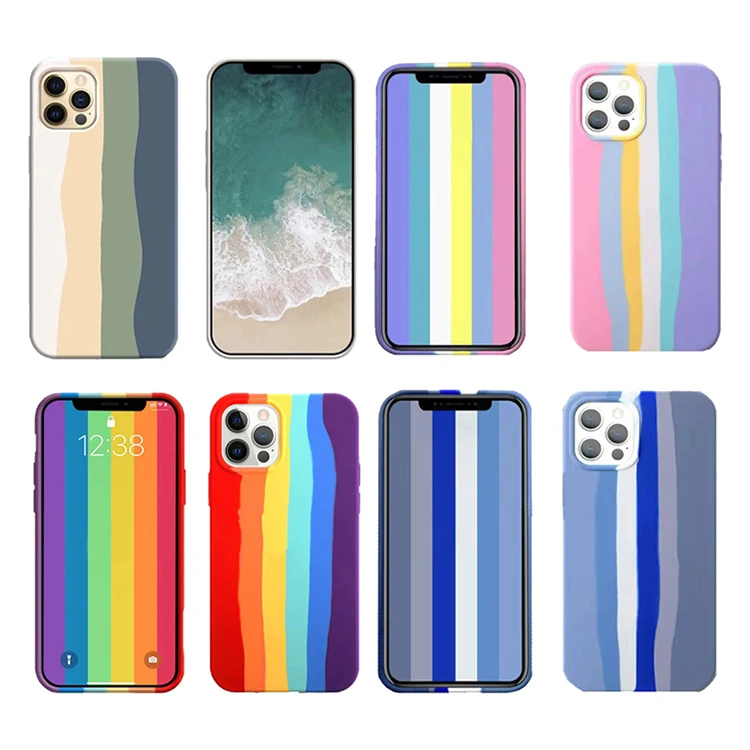 New Product wholesale silicone case for iphone Hybrid phone case rainbow Back Cover rainbow phone case For Iphone 12 pro max