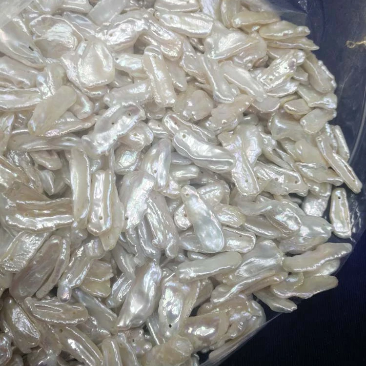 JC-10001 Biwa Pearls Freshwater Long Shape Stick Pearls Peach Long Baroque Pearl