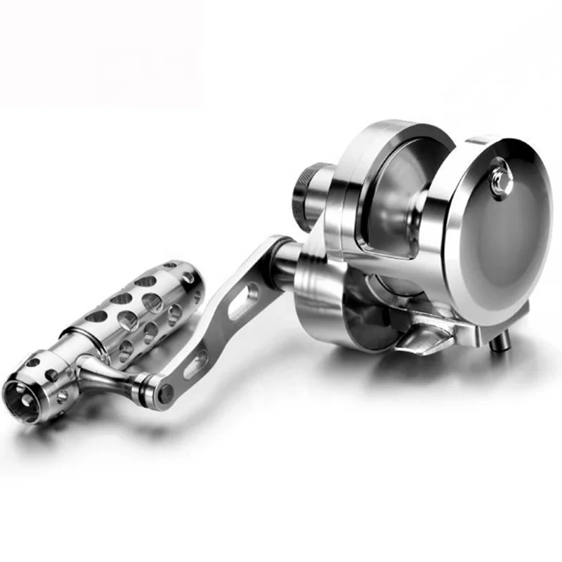 High Quality Drum Fishing Vessel Plate Double Brake Trolling Boat Fishing Wheel Full Metal Jigging Fishing Reel