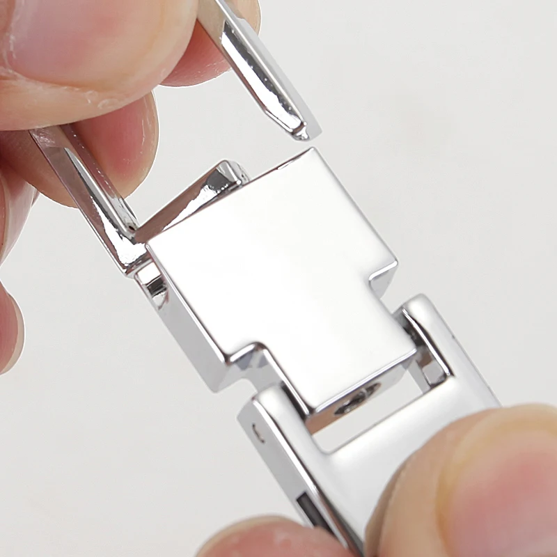 Pull-down Button Double Keyring PU Leather Key Fobs Automatically Snaps Silver Alloy Metal Exquisite Men Blank Buckles Black 100