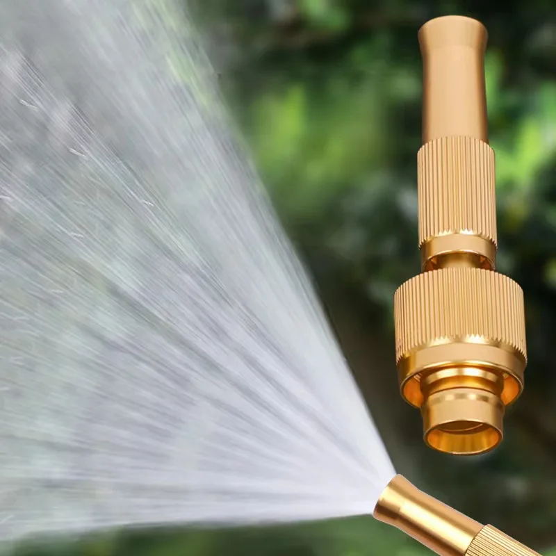 Pure Brass Nozzle Adapter Faucet Fits Standard Hoses Adjustable Garden Sprayer High Pressure Hose Spray Nozzle