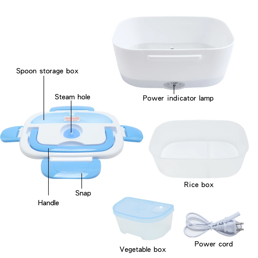 B10-0850 Amzn Top Seller Home Use Plastic Heating Bento Lunch Box Electric Lunch Box With Spoon
